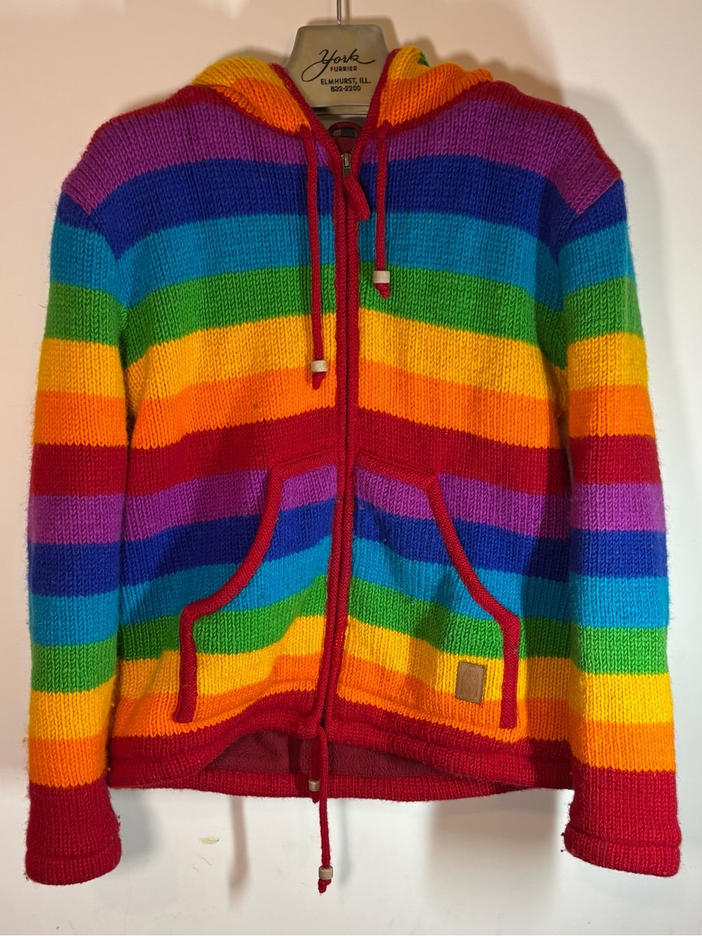 100% Wool Jacket For Women & Men – Unisex Striped Rainbow Fleece Lined